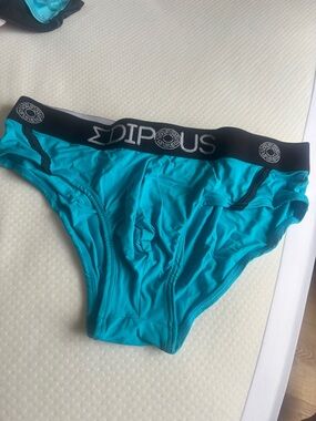 Men's Teal Briefs with Black Waistband